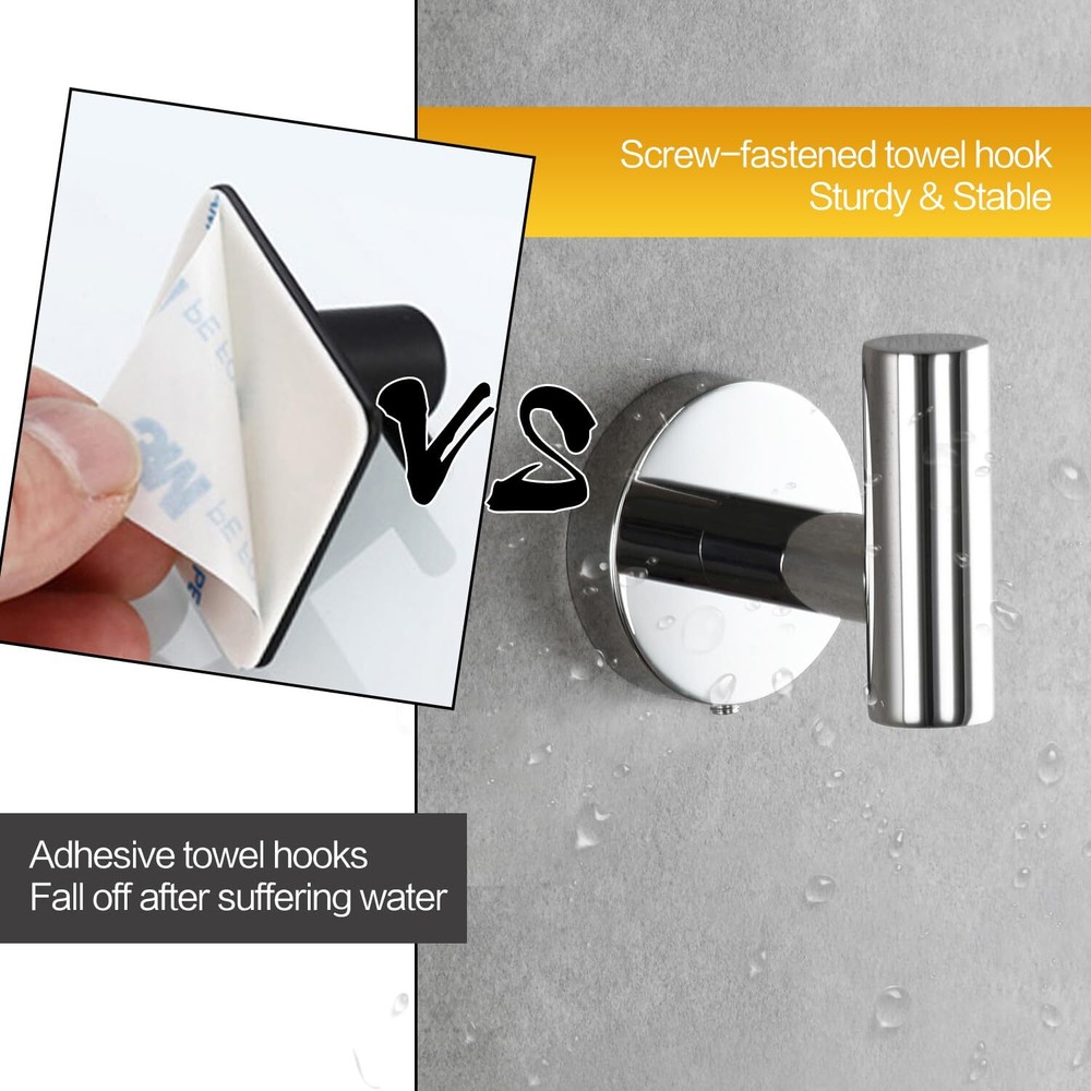 (2 Pack Brushed Nickel) Towel Hooks, Robe Hook, Bathroom Coat Hook Wall Mounted,