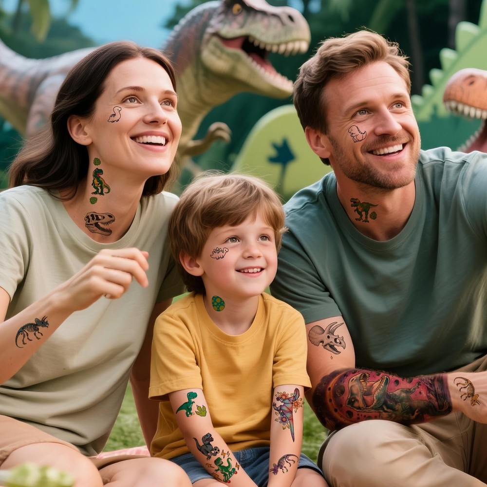 77 Sheets Dinosaur Temporary Tattoos for Kids Large, 77