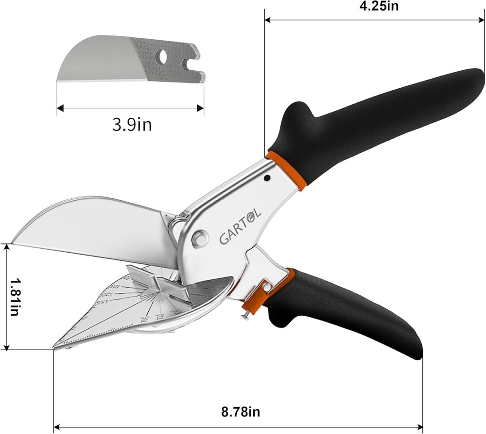 High-Precision Miter Shears with Anti-Skid Handle - Includes Replacement Blades