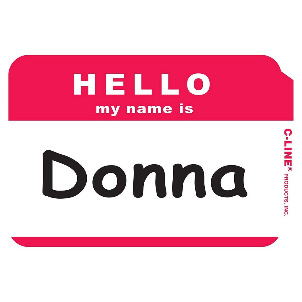 Hello badges, red, 3 x 2, 100/BX