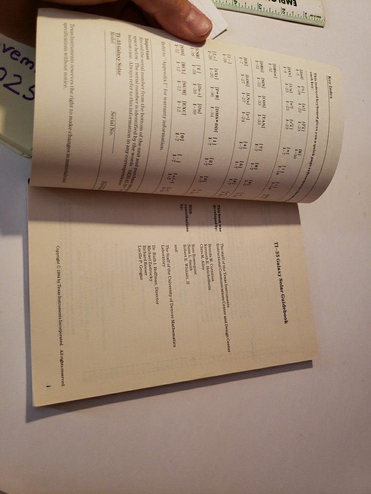 Texas Instruments TI-35 Galaxy Guidebook Vintage 1984