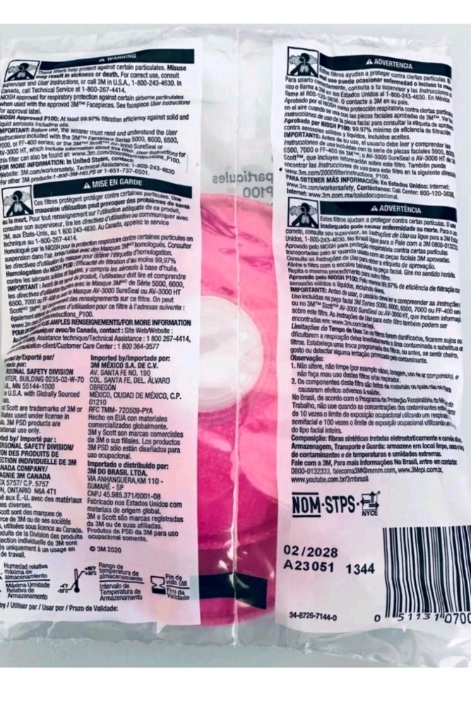 3M 2091 Pink Performance Particulate Filter - P100 Particulate Filter