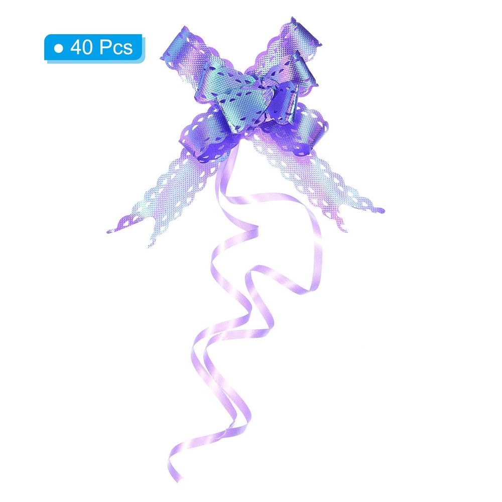 40Pcs 2.2" Iridescent Pull Bows Present Wrapping String Bows Ribbon Dark Purple