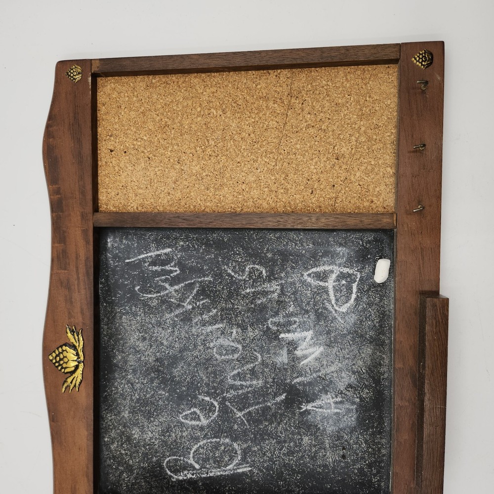 Vintage wall mounted Wood Message Board Blackboard Cork Board hooks Mail kitchen