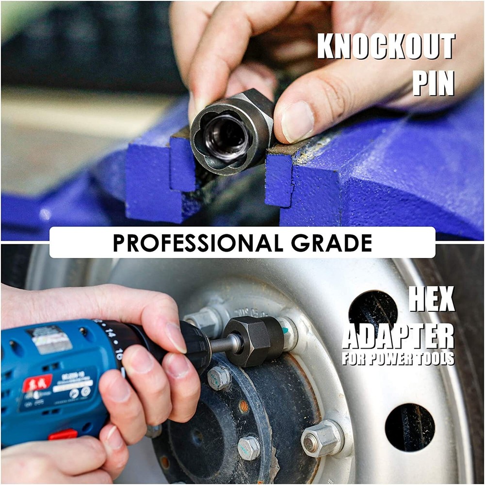 3/8" Drive Impact Extractor Set Remove Stripped/Rounded Bolt Lug Nuts Drain Plug