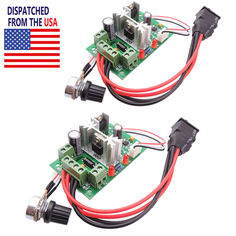 6V 12V 24V PWM DC Motor Speed Controller Reversible Switch Adjustable 2pc