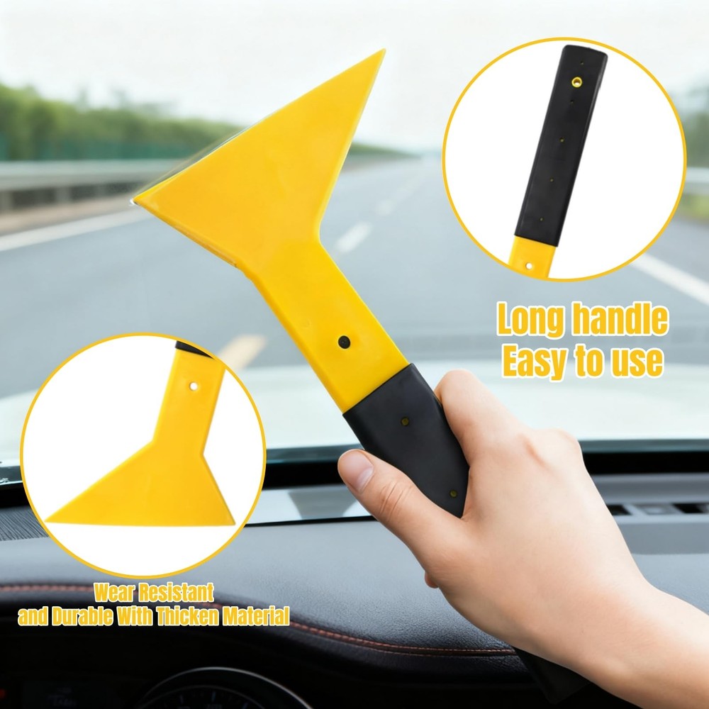 4 Pieces Window Tint Tools, Long Handle Bulldozer Squeegee Scrubber Paddle Sq...