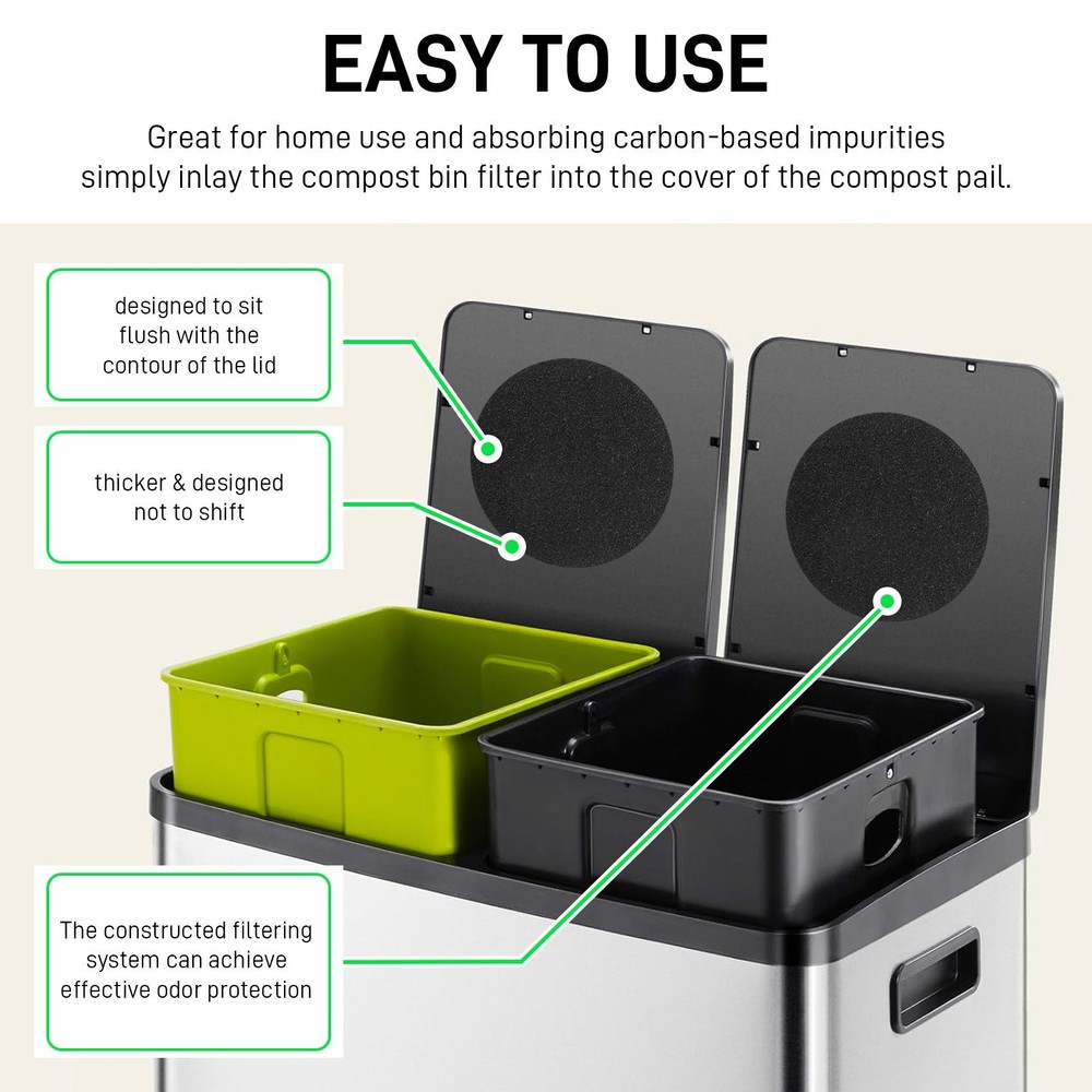 For Compost Bin Replacement Durable Activated Carbon Filter Extra Thick 0.4"
