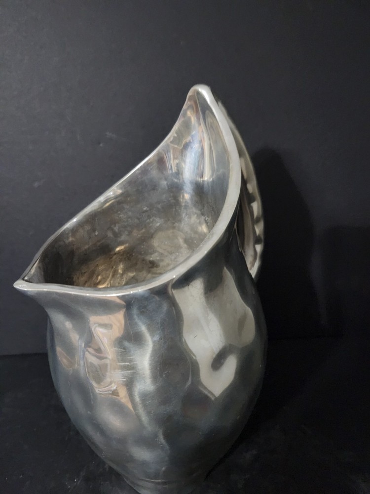 11" Hammered Silver Metal Unique Slanted Pitcher