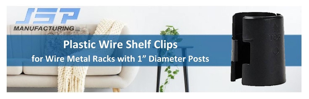 1" Diameter Wire Shelf Clips Shelving Split Sleeves Lock Locking Plastic 12 pair