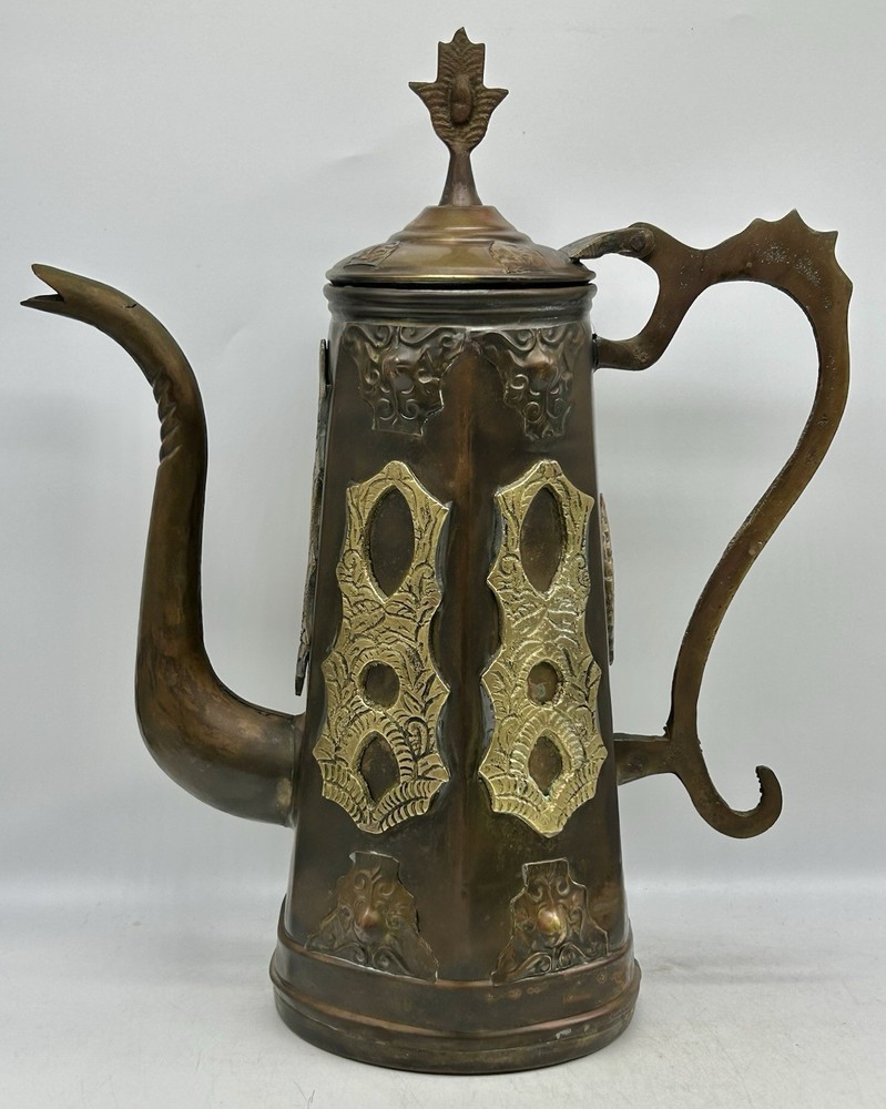 Large Moroccan Brass Copper Coffee Tea Pot