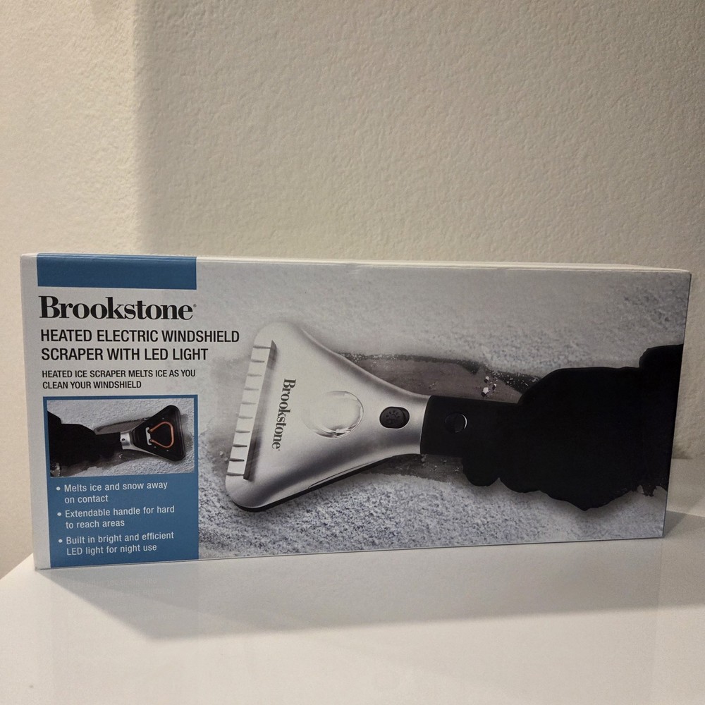 Brookstone Heated Electric Windshield Scraper with LED Light - Extendable Handle