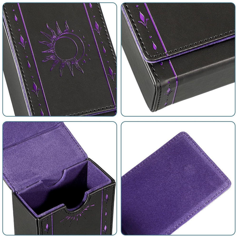 PU Leather Tarot Card Protective Case, Sun Moon Pattern Design Tarot Deck Sto...