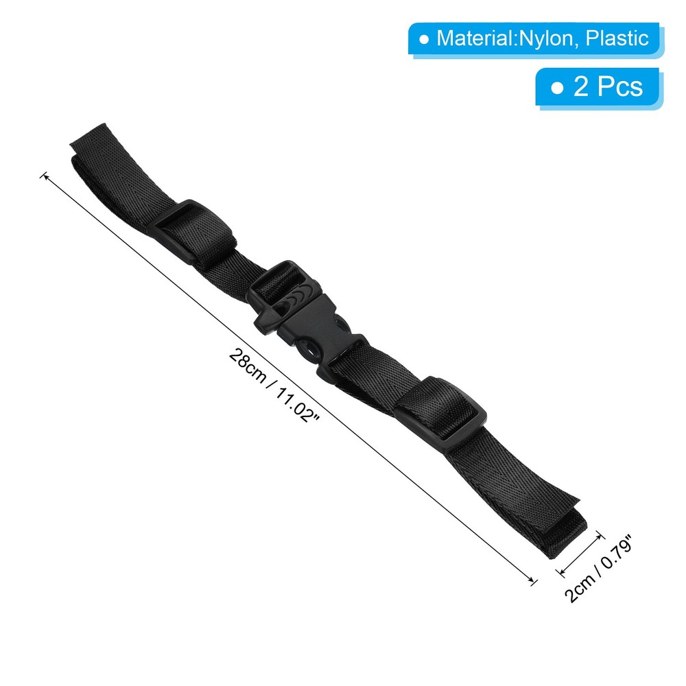 Backpack Belt Strap, 2 Pcs Adjustable Strap with Quick-Release Buckle, Black
