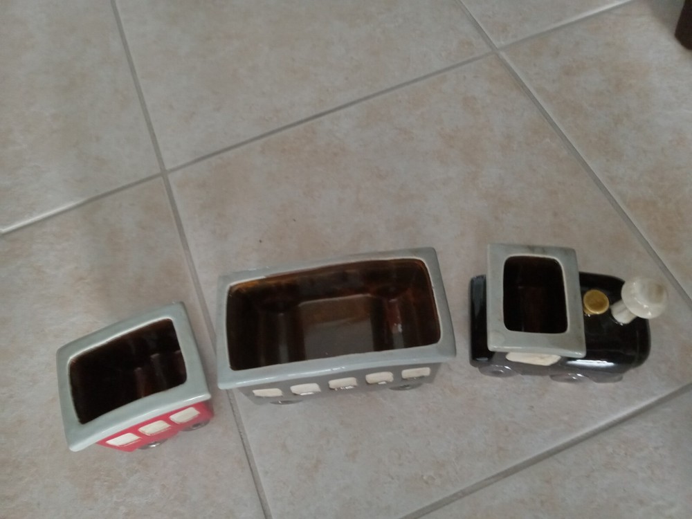 Set Of Tree Ceramic Train Planters