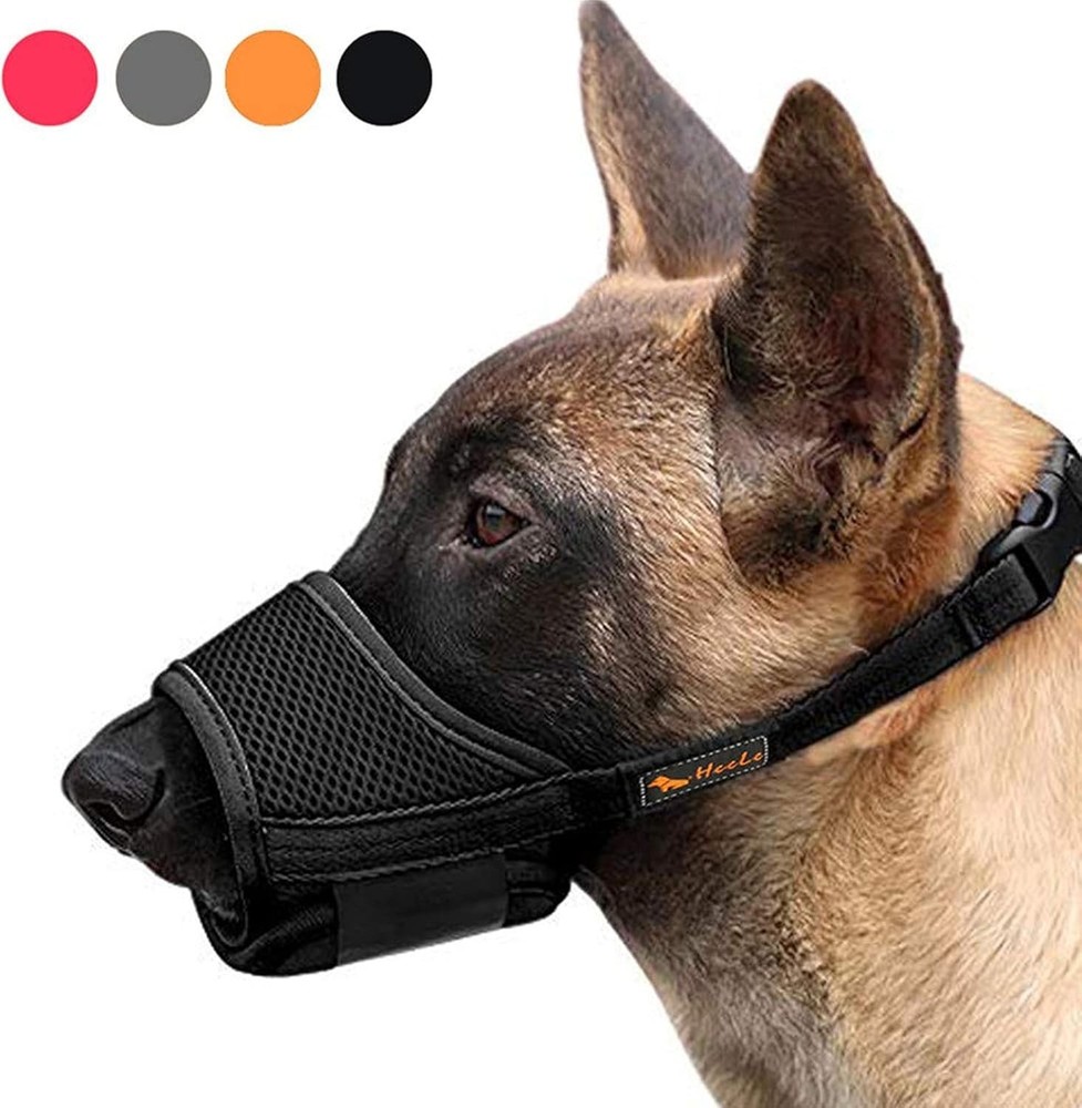 HEELE Dog Muzzle,Soft Nylon Muzzle Anti Biting Barking Chewing,Air Mesh