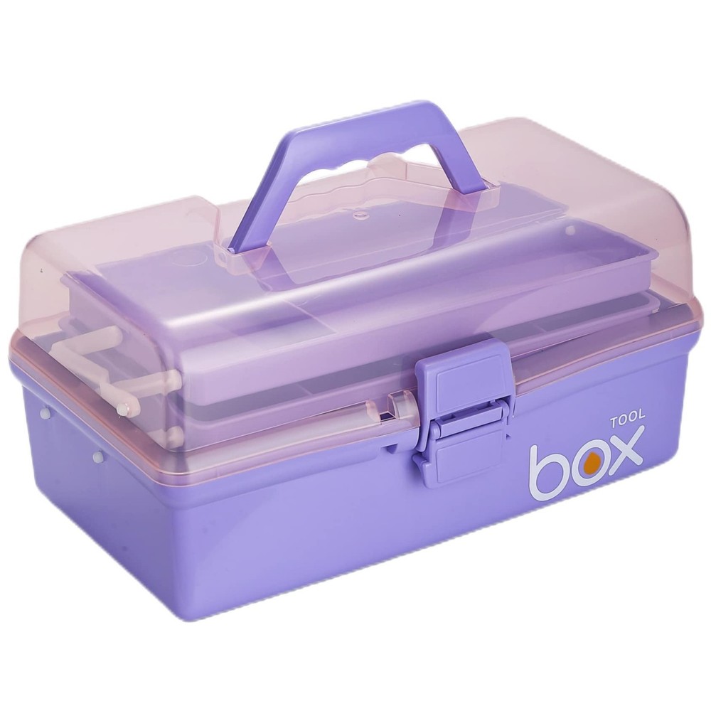 Kinsorcai 12'' Three-Layer Clear Plastic Storage Box/Tool Box, Multipurpose O...
