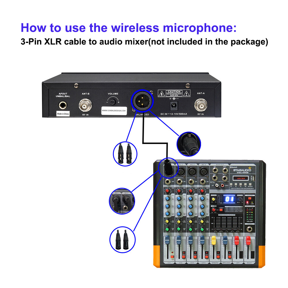Wireless UHF Microphone System Stage Guitar Straight Angled plug Show Microphone