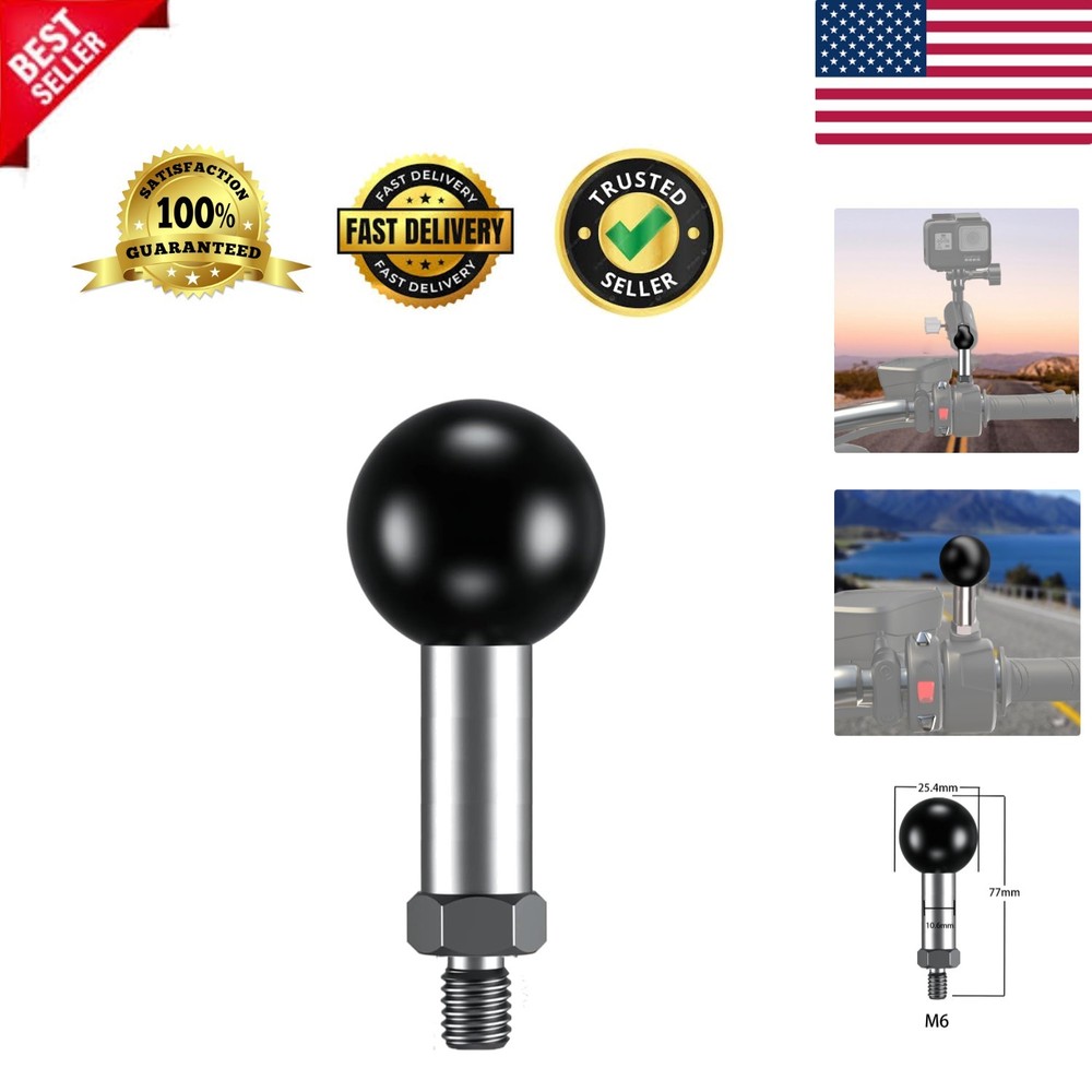 Versatile 1'' Ball Mount with M6 Thread for Bikes & Motorcycles - Easy Install