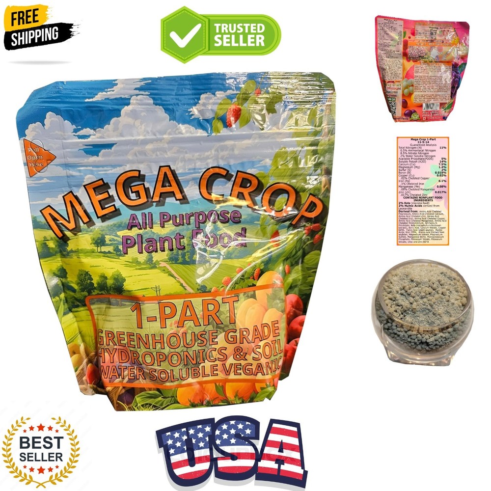 Mega Crop 1-Part Complete Base Nutrient - Hydroponic and Soil Fertilizer for ...
