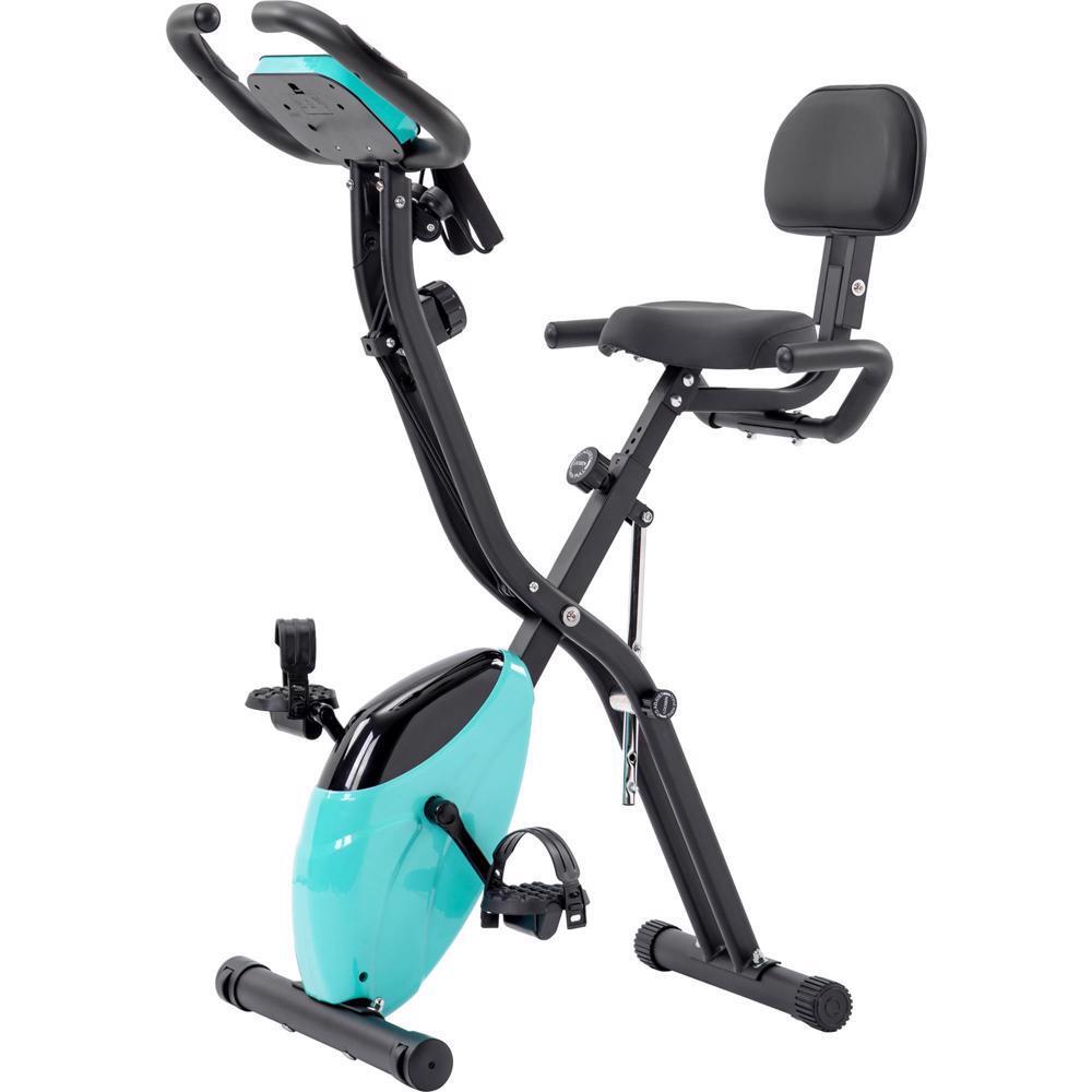 Large LCD Display Functional Foldable Design Exercise Bike -  Black+Green