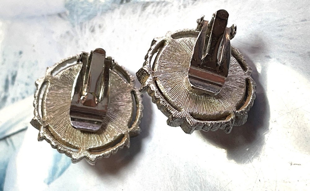Fancy Clip on Silver Tone -Silver Grey Big Bead Earrings