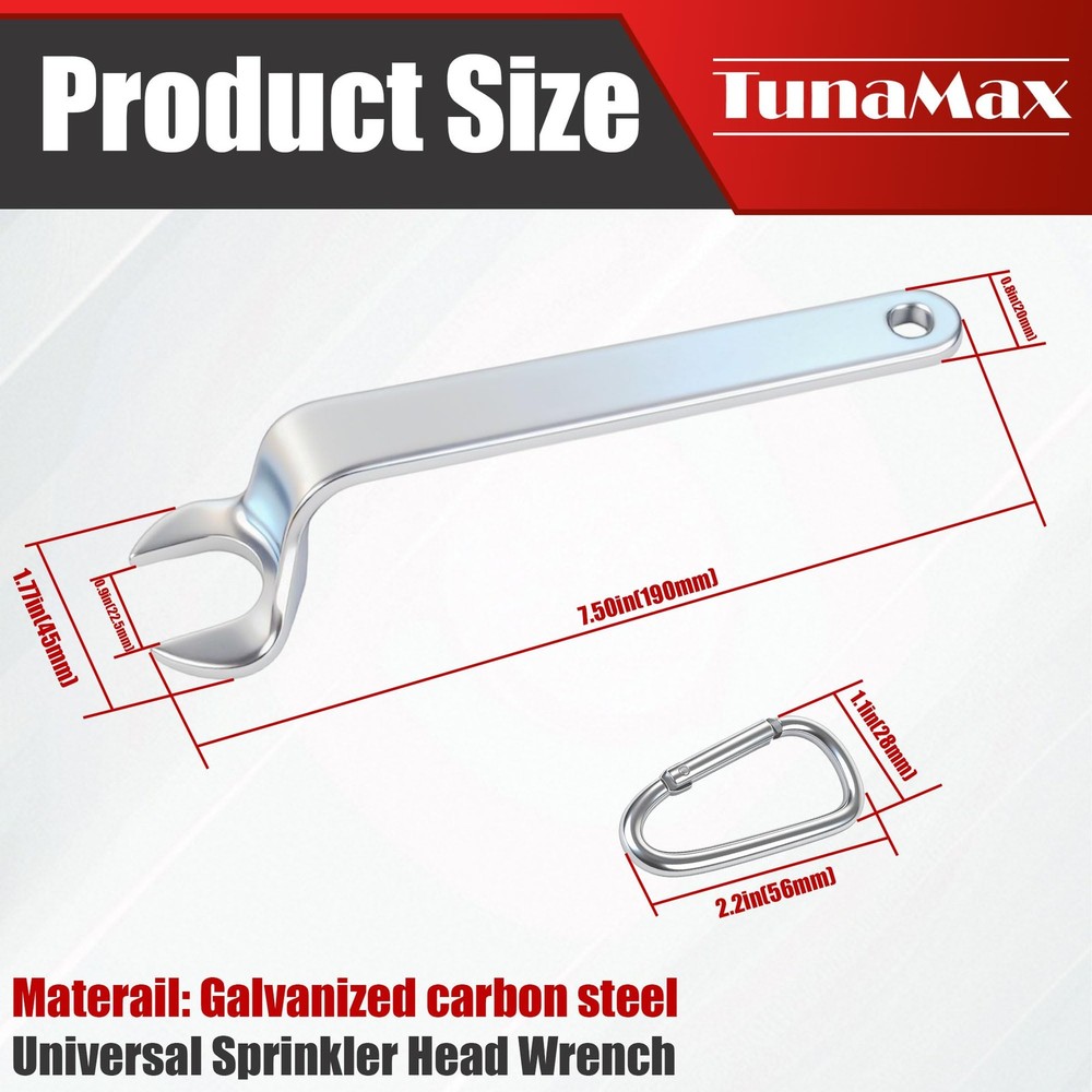 TunaMax Universal Fire Sprinker Head wrench for 1/2" 1 Pack, Chrome