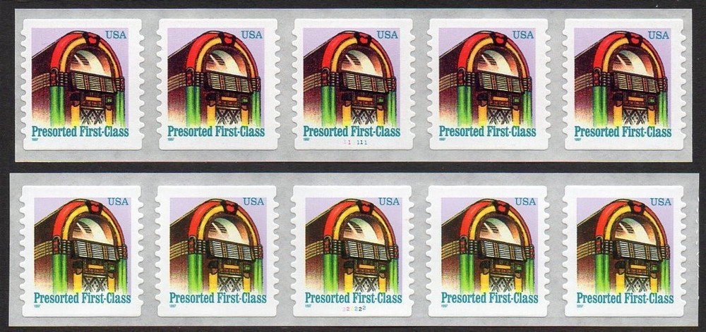 2912B 25c Juke Box #111111 & 222222 PS5 MNH