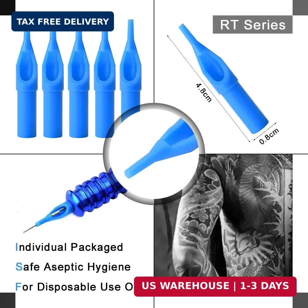 Professional Tattoo Needles and Tips Set - 100 Sterilized Disposable Assorted