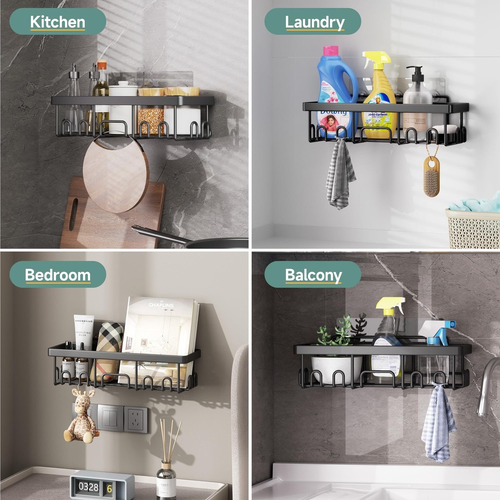 Veken Shower Caddy 6Pack, Advanced Rustproof Design, No Drilling Adhesive She...