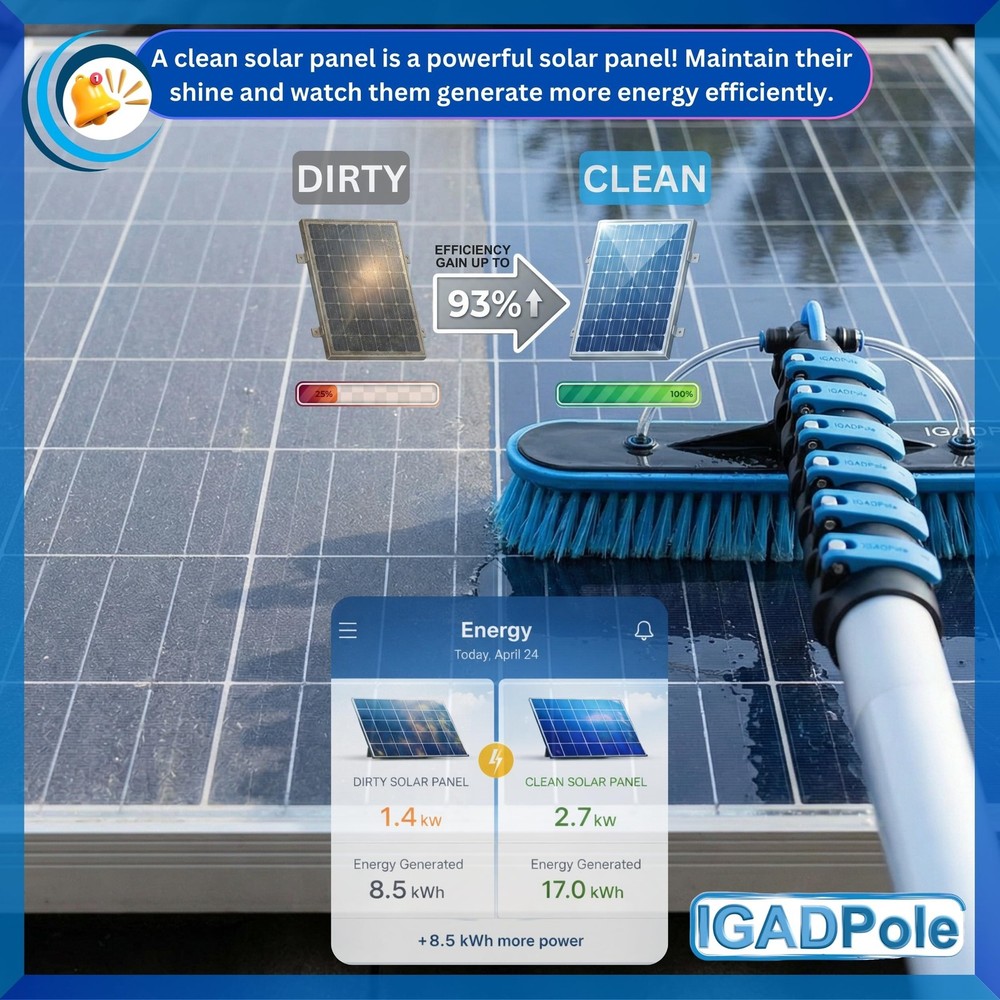 IGADPole 17 FT Water-Fed Cleaning Kit – Extendable Telescopic Pole with So