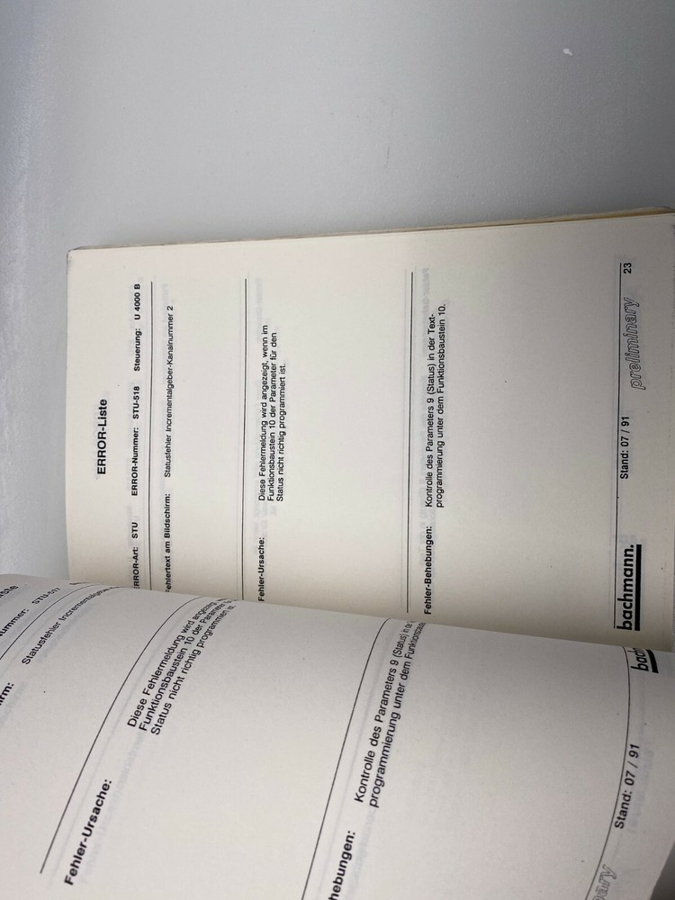 Bachmann Electronics CP 500 Manual Error Catalog Screen Control