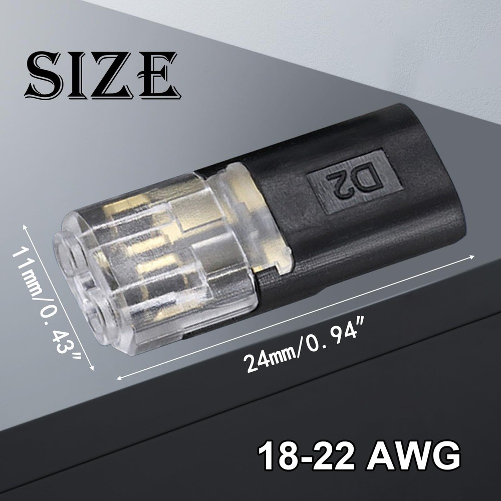 Double Wire LockGrip Connector, 2 Pin LED Light Strip Connector with Locking ...