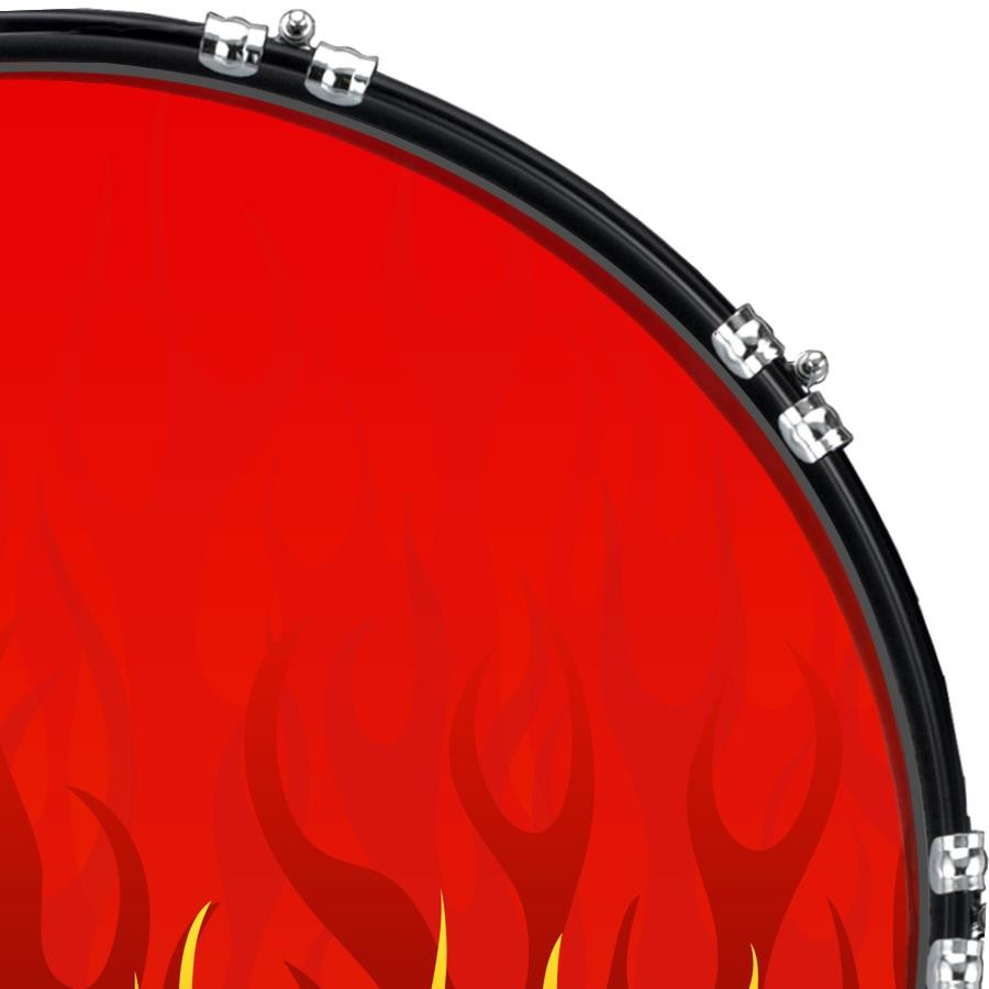 20" Custom Bass Kick Drum Front Head Graphical Fire Licks 2