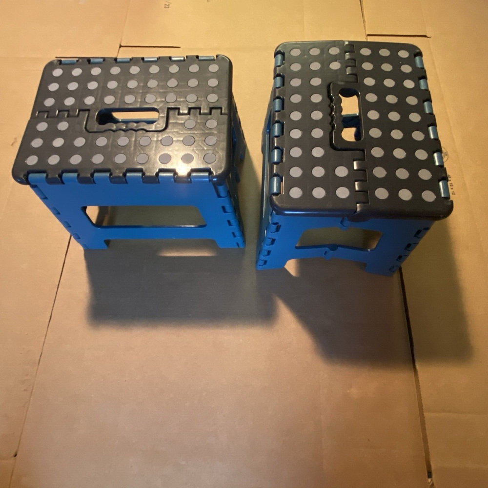 2 NEW Pack Multi-Purpose Anti-Slip Rubber FOLDING STEP STOOLS ANVIL 8.5 IN.
