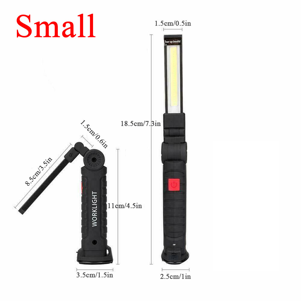 2 Super Bright USB Rechargeable COB LED Work Light Flashlight Folding Torch Lamp