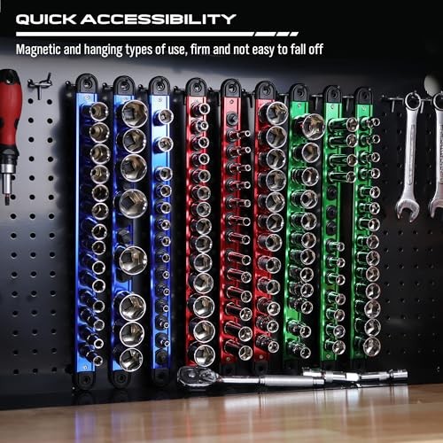 Magnetic Socket Holder Organizer Set: 9-Piece 9PCS--Holds 120 Sockets