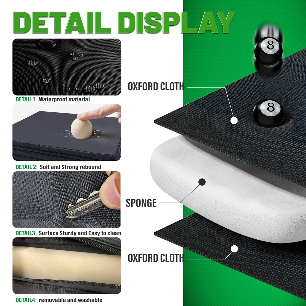 Pool Table Insert Mat for Protection Billiard to 8', black