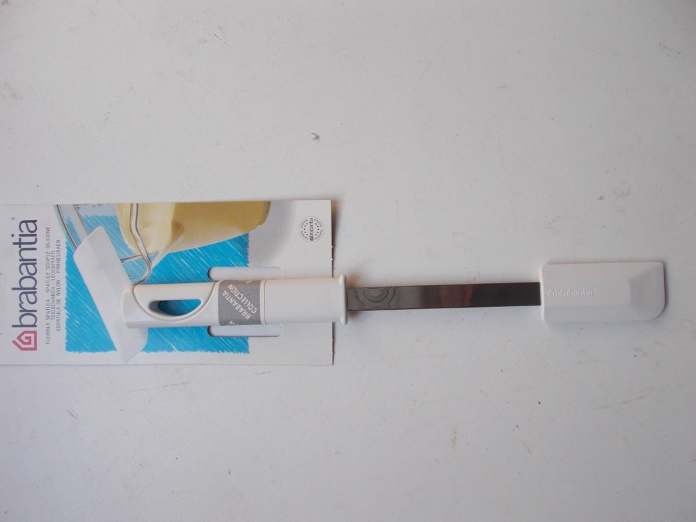 Brabantia Small Bowl Scraper / Spatula Metal Stem/ Rubber Scraper : White Handle