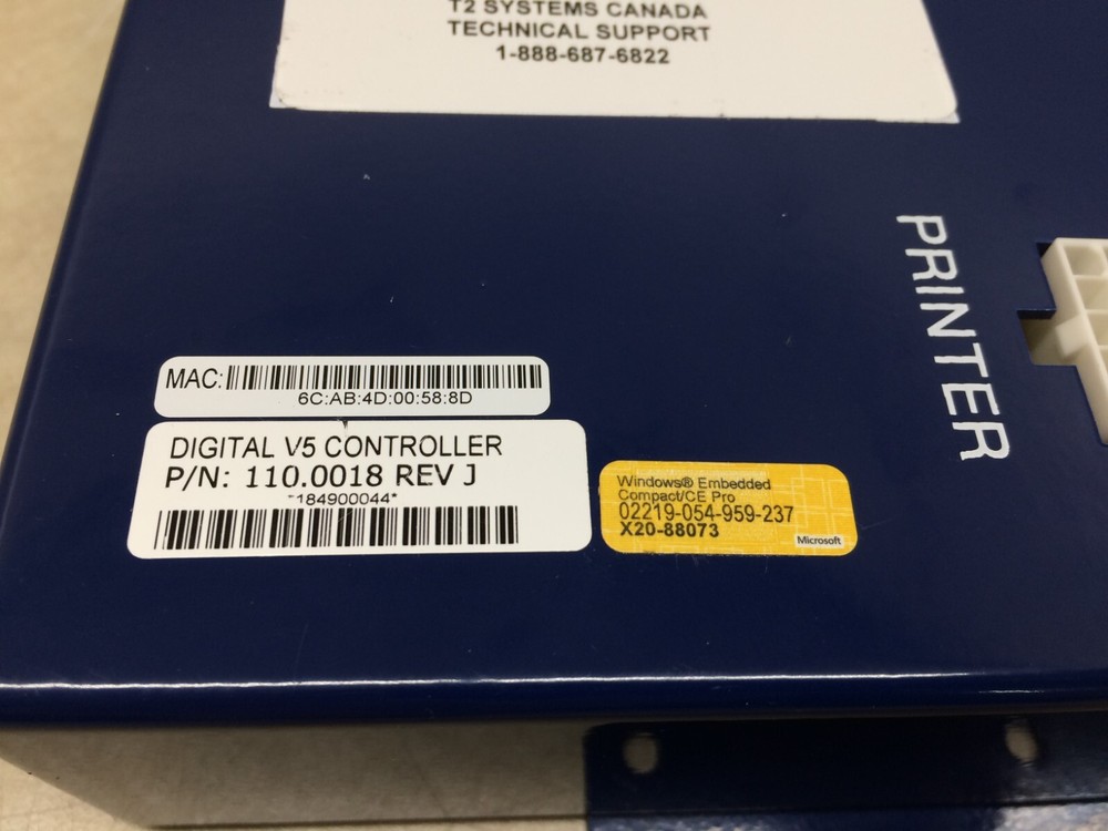 Digital V5 Controller Payment Technologies 110.0018 Rev J From T2 Systems Luke 2