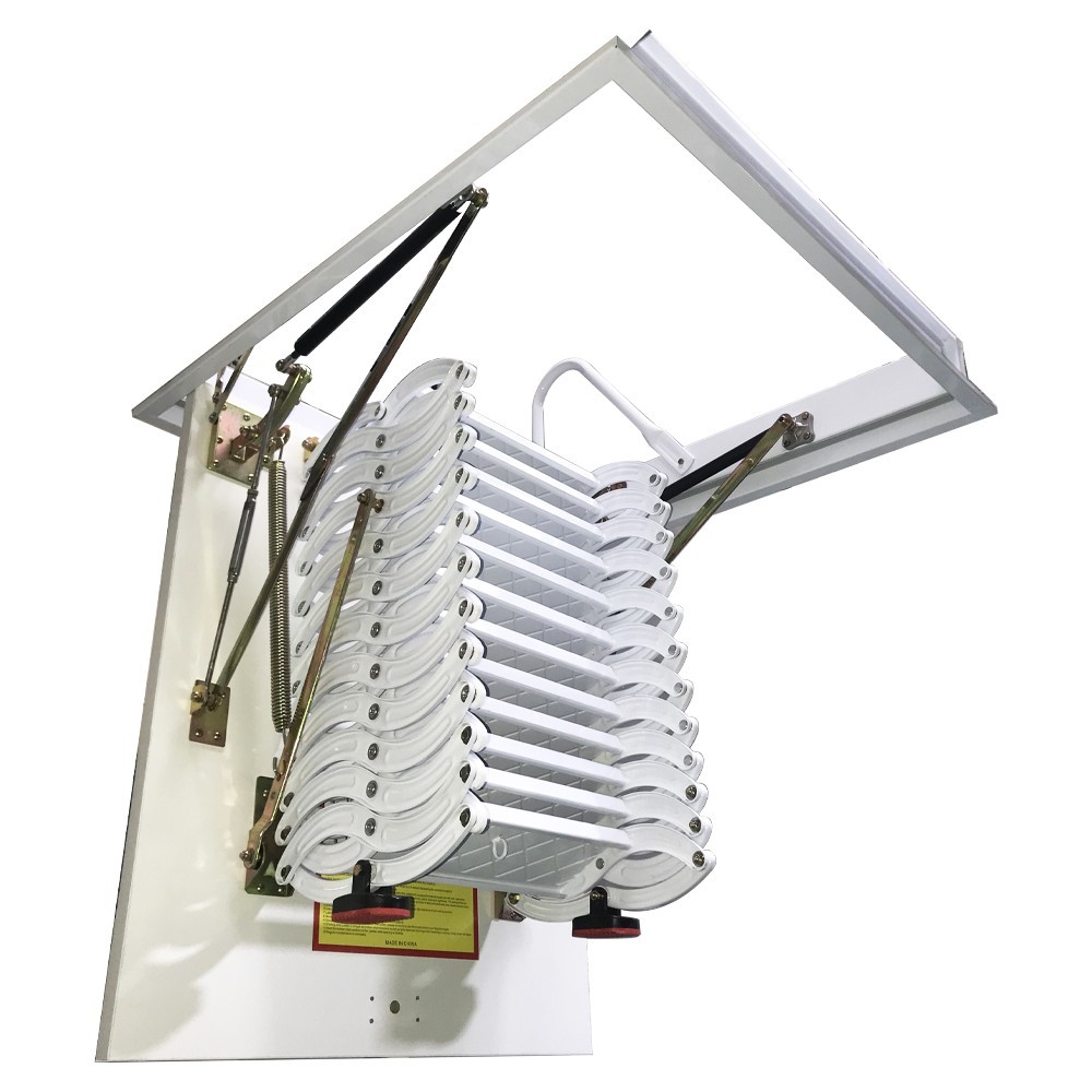 9.84ft White Attic Pull Down Ceiling Ladder 31.5'' x 35.43'' Folding Loft Ladder