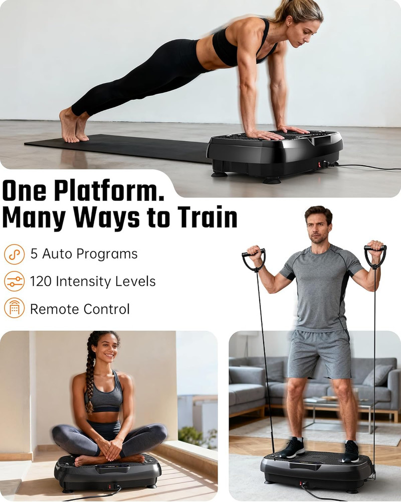 Vibration Plate Exercise Machine, 450Lbs Capacity Full Body Workout Platform, LE