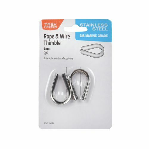 Taskmaster 5mm Stainless Steel Rope Thimble - 2 Pack