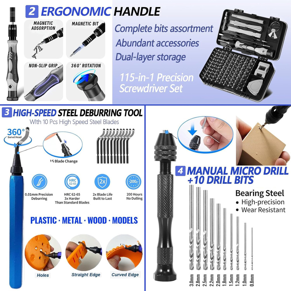 262-Piece 3D Printer Tool Set with Bag - Complete Model Tool Kit