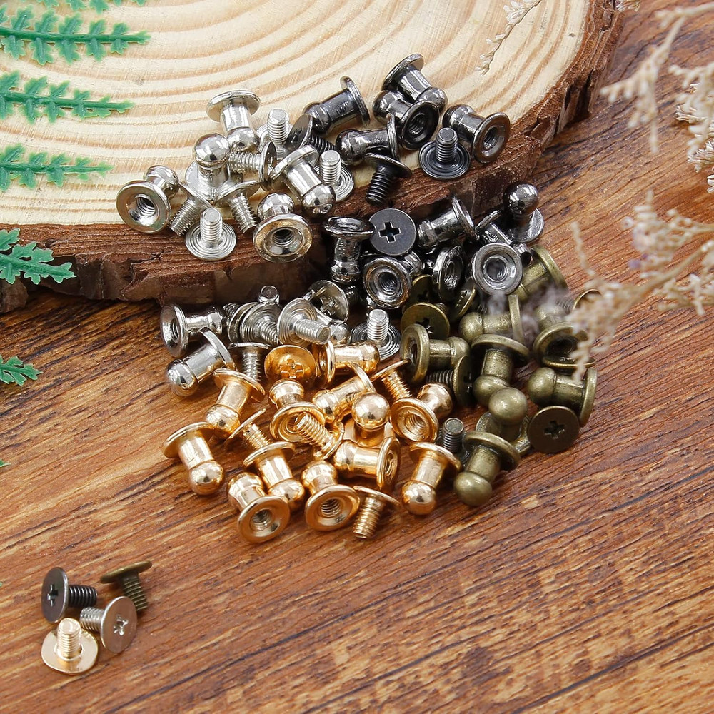 100Set 5Mm round Head Button Studs Solid Button Stud Screw Leather Button Rivets