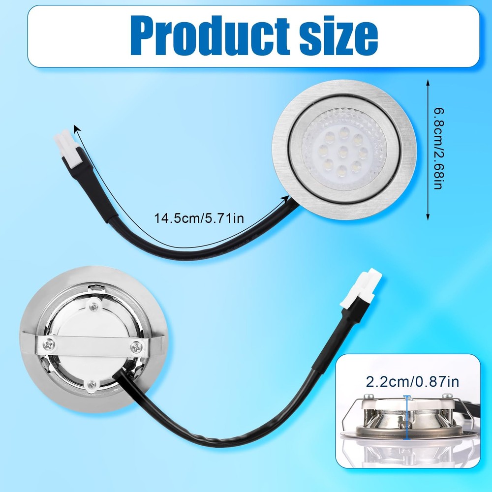 2pcs 12V 6500K LED Range Hood Light Bulbs Stainless Steel Kitchen Replacement