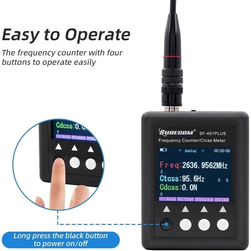 Portable Frequency Counter Meter 27-3000MHz W/ DCS Decoder Two-way Radio Black