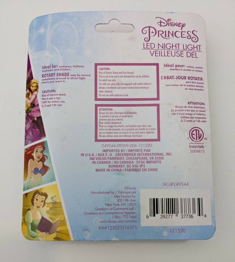 Disney Princess LED Night Light with Rotary Shade