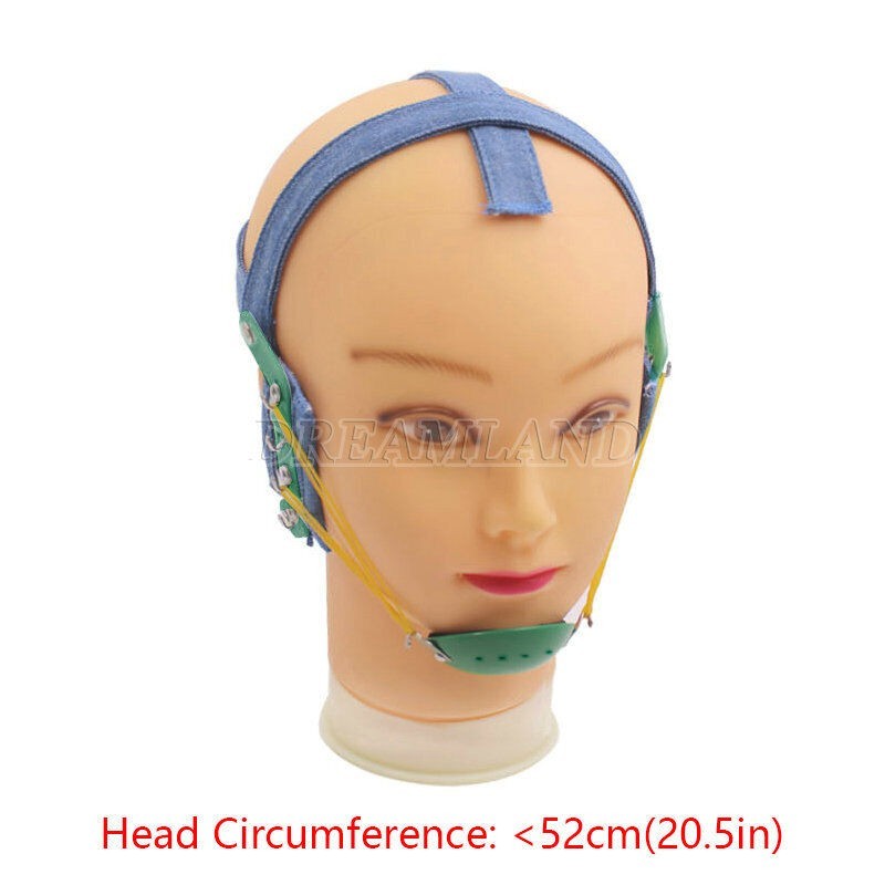 Dental Orthodontic High -Pull Headgear With Rigid Chin Cap High Pull Strap Blue