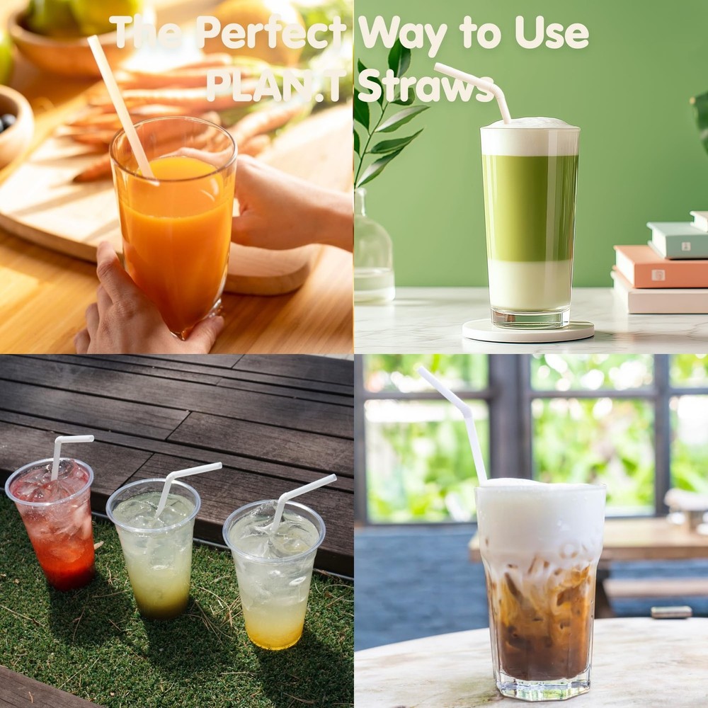 200 Count 8.25" x 0.28" Compostable Flexible Bendable PLA Straws(White) –